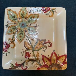Pier One Floral Square Ceramic Plate